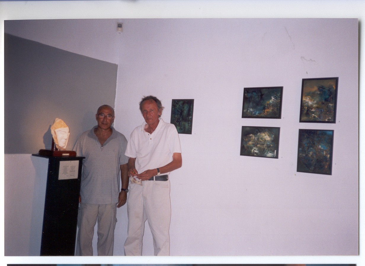 Paros 2003, Exhibition 'Plous and Yades' with painter F. Bootz